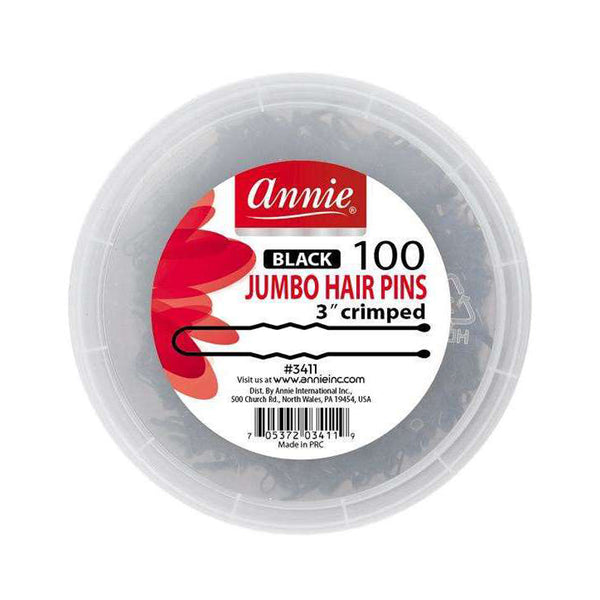 Annie 100 Pcs Jumbo Hair Pins 3" Black Ball Tipped & Crimped #3411