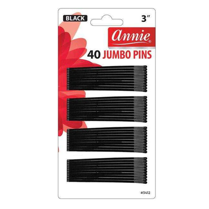 [Annie] 40Pcs Jumbo Bob Pins 3" Black