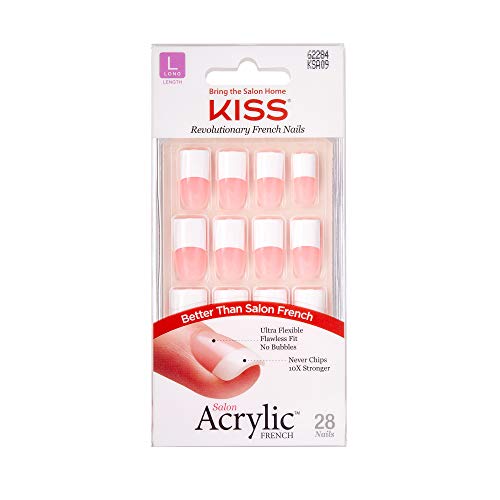 [Kiss] Acrylic French Kit Long Length 28 Nails, Team Player