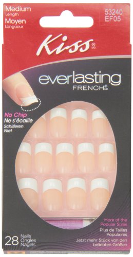 Kiss Everlasting French Tip 28 Full Nails Kit Medium, Infinite Ef05 [1 Pack]