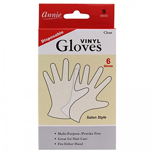 Annie Disposable Vinyl Gloves Powder Free 6 Count Clear Salon Style [#3835 Small]