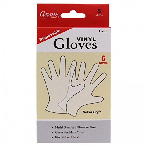 Annie Disposable Vinyl Gloves Powder Free 6 Count Clear Salon Style [