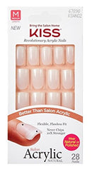 Kiss Salon Acrylic Natural 28 Nails Medium Length Ksan02 Euphoria [1 Pack]