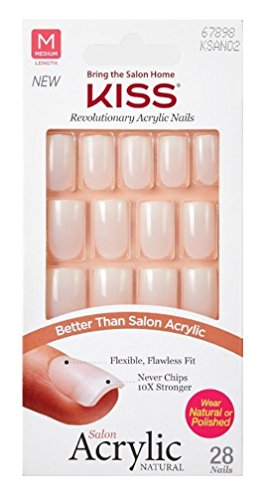 Kiss Salon Acrylic Natural 28 Nails Medium Length Ksan02 Euphoria [1 Pack]