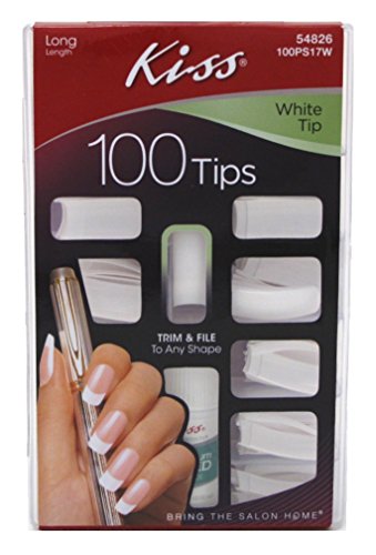 [Kiss] White Tips Long Length 100 Nails