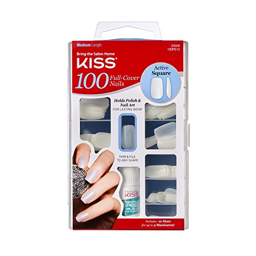 [Kiss] APcsive Square Tips Medium Length 100 Nails