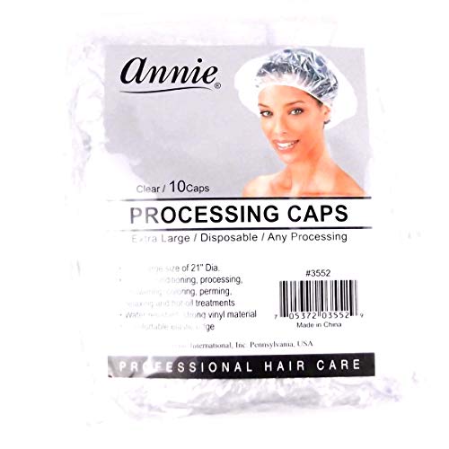 Annie 10 Pcs Processing/Conditioning/Shower Caps Extra Large Clear