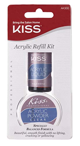 [Kiss] Salon Acrylic Refill Kit Liquid, Clear Powder Set