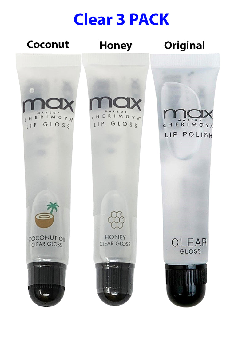 [Max] Makeup Cherimoya Lip Polish Clear Gloss Set, Original & Coconut & Honey