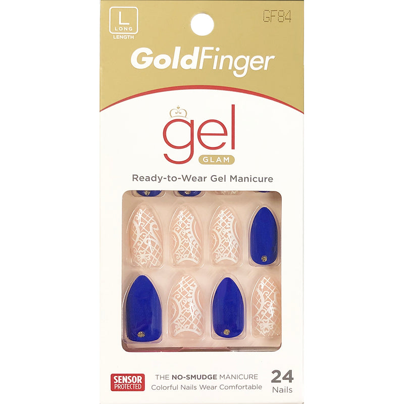 Kiss Gold Finger Posh Queen 24 Full Cover Nails Glue On Included Losh [Gf84]