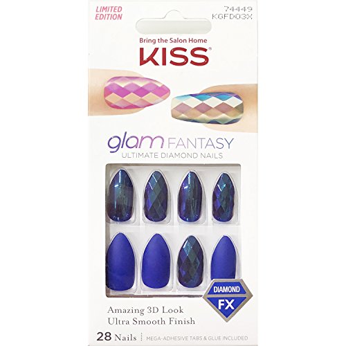 Kiss Glam Fantasy Ultimate Diamond Press On 28 False Nails Medium Kgfd03X [3 Pack]