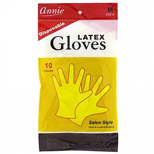 Annie Disposable Latex Gloves Lightly Powdered 10 Count Salon Style [#3816 Medium]