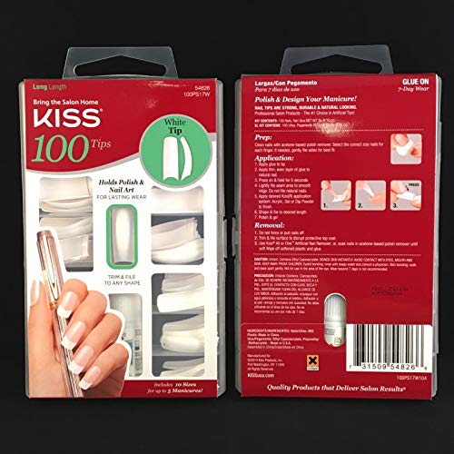 [Kiss] White Tips Long Length 100 Nails