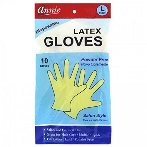 Annie Disposable Latex Gloves Powder Free 10 Count Salon Style [#3847 Large]