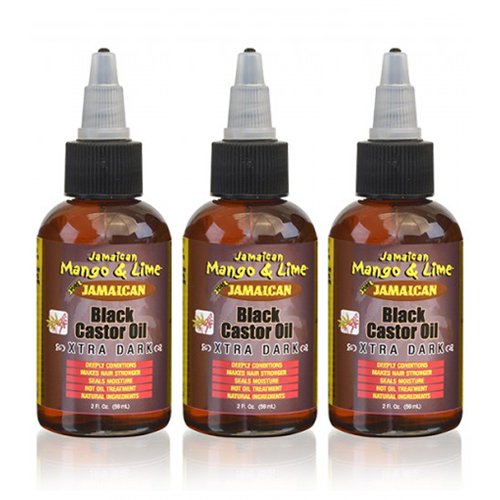 [Jamaican Mango&Lime] Pure Organic Black Castor Oil Treatment Extra Dark 2Oz [3 Pack]
