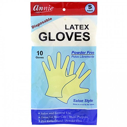 Annie Disposable Latex Gloves Powder Free 10 Count Salon Style [#3845 Small]