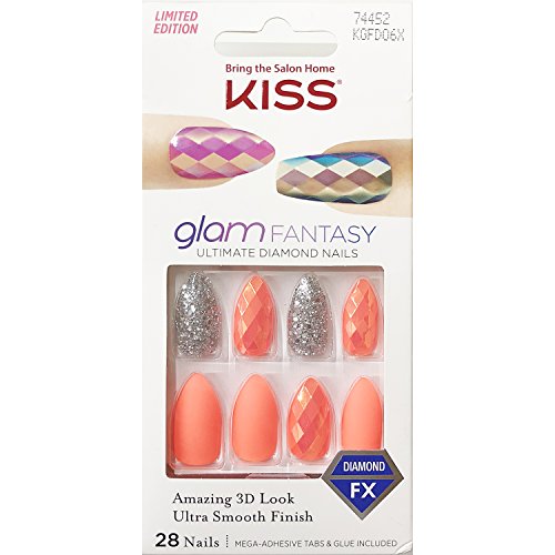 Kiss Glam Fantasy Ultimate Diamond Press On 28 False Nails Medium Kgfd06X [6 Pack]