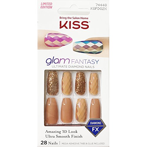 Kiss Glam Fantasy Ultimate Diamond Press On 28 False Nails Long Kgfd02X [1 Pack]