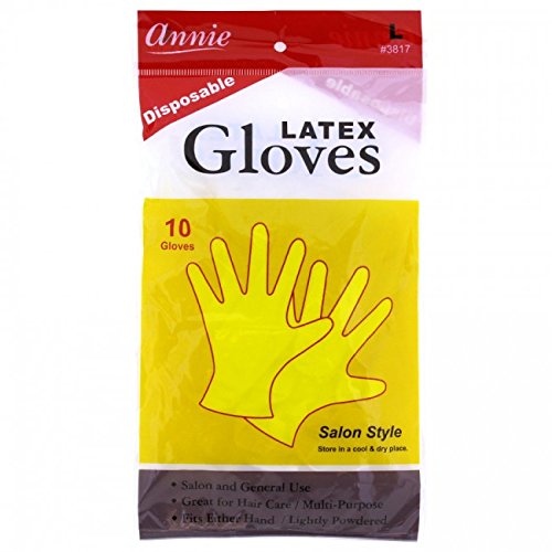 Annie Disposable Latex Gloves Lightly Powdered 10 Count Salon Style [#3817 Large]