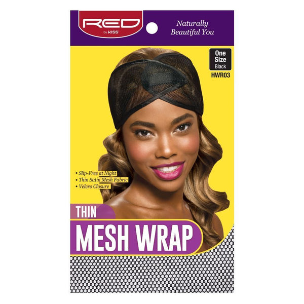 Red By Kiss Silky Satin Mesh Wrap One Size Black #Hwr Slip Free Hair Band [Hwr03 Thin Mesh Wrap]