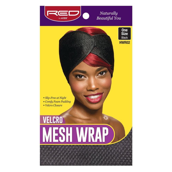 Red By Kiss Silky Satin Mesh Wrap One Size Black #Hwr Slip Free Hair Band [Hwr02 Velcro Mesh Wrap]