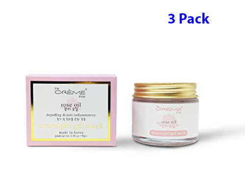 (3Pack) The Creme Shop Korean Beauty Skincare Advanced Moisturizing And Cool Hydrating Anti-Acne, Anti-Inflammatory, Brightening And Relief Face Lift, Anti-Aging Overnight Gel Face Mask(Rose Oil)