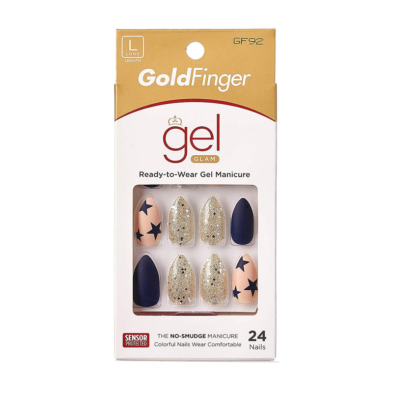 Kiss Gold Finger Posh Queen 24 Full Cover Nails Glue On Included Losh [Gf92]
