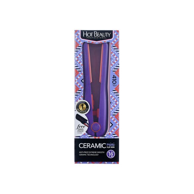 Hot Beauty Ceramic Mini Flat Iron 1/2" Hair Straightener - Violet