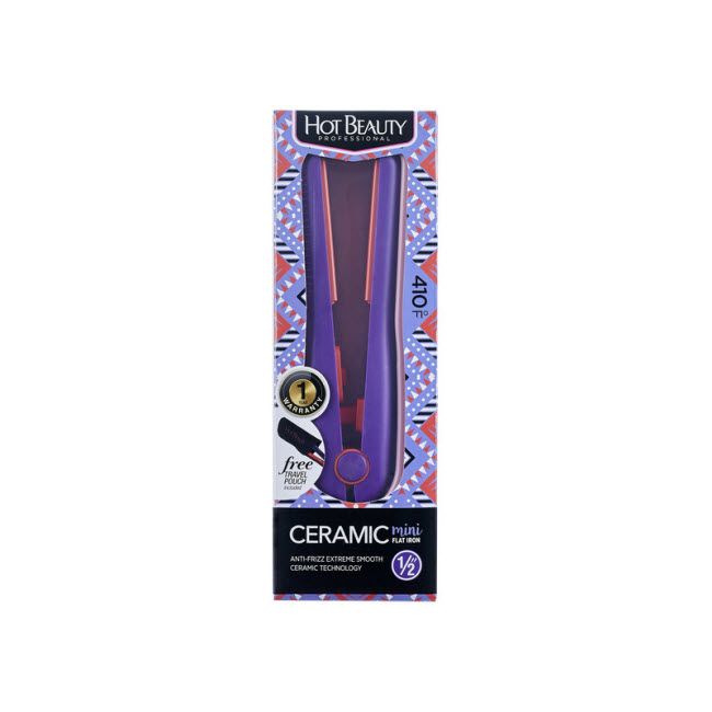 Hot Beauty Ceramic Mini Flat Iron 1/2" Hair Straightener - Violet