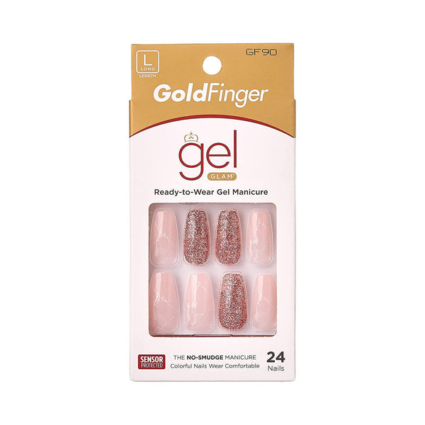 Kiss Gold Finger Posh Queen 24 Full Cover Nails Glue On Included Losh [Gf90]