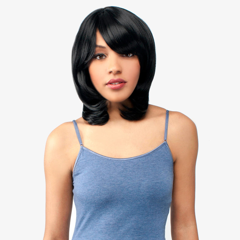 Abelle Inez Synthetic Medium Straight Bumped Bang Wig