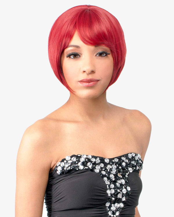 Abelle Synthetic Short Straight Bump Bob With Bang Wig - Roses