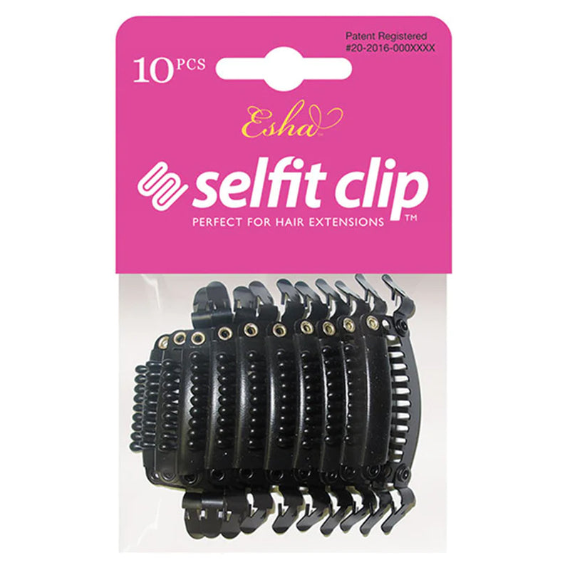Esha Selfit Clip 10pcs Perfect For Hair Extensions (Black)