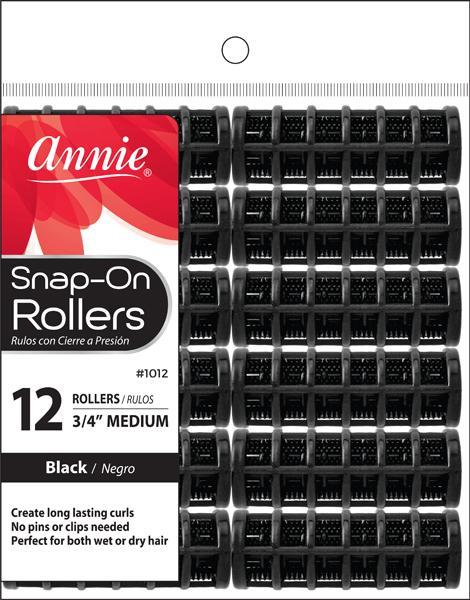 [Annie] Snap-On Roller Medium 3/4" Black, Set Of 12
