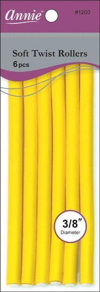 Annie 01200 Soft Twist Rollers, Yellow, 6 Count