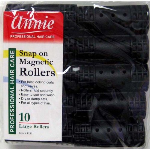 [Annie] Snap-On Magnetic Rollers #1232, Large 7/8" Black 10Pcs