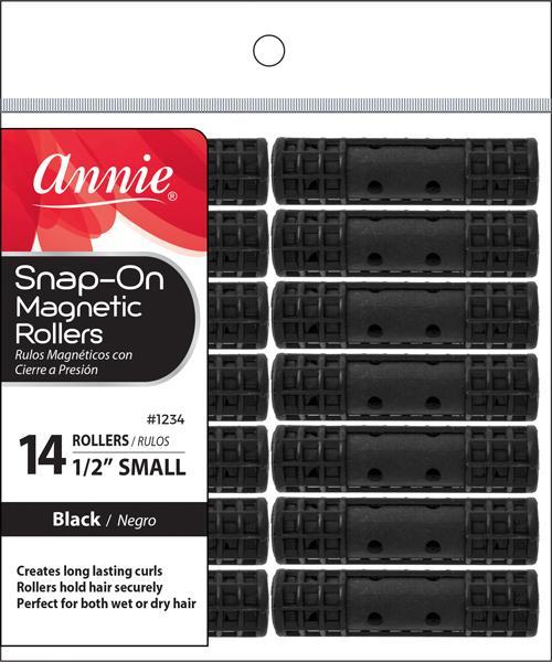 [Annie] Snap-On Magnetic Rollers #1234, Small 1/2" Black 14Pcs