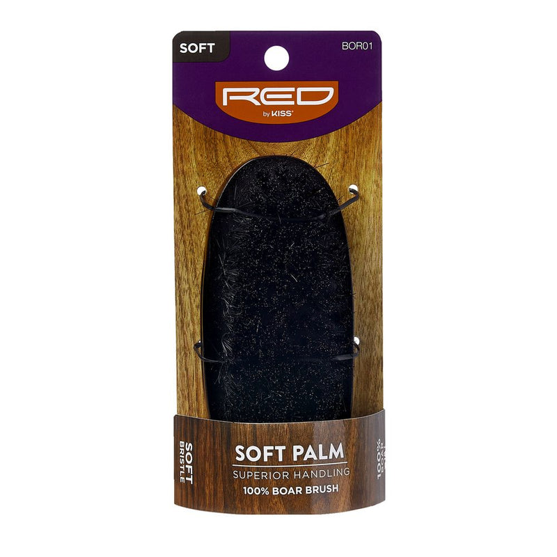 Red Professional 100% Boar Soft Palm Brush