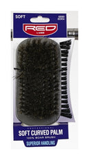 Red Professional 100% Boar Soft Curved Palm