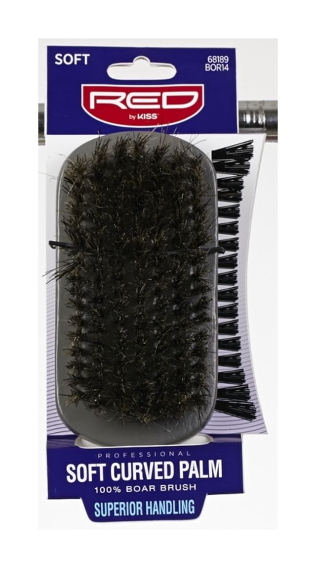 Red Professional 100% Boar Soft Curved Palm
