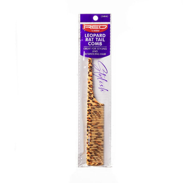 Red Leopard Pattern Rat Tail Comb