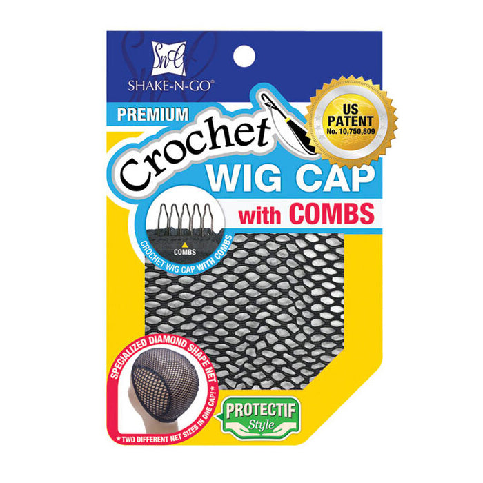 Shake-n-go Freetress Crochet Wig Cap With Combs Diamond Shape Weaving Hair Net