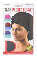Donna Premium Collection Satin Padded Hair Bonnet Black