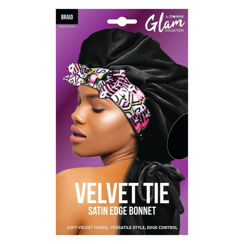 Donna Velvet Tie Satin Edge Bonnet Braid