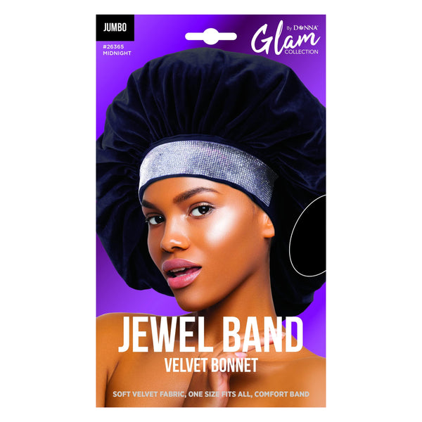 Donna Jewel Band Velvet Bonnet Black