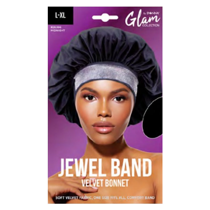 Donna Jewel Band Velvet Bonnet Black