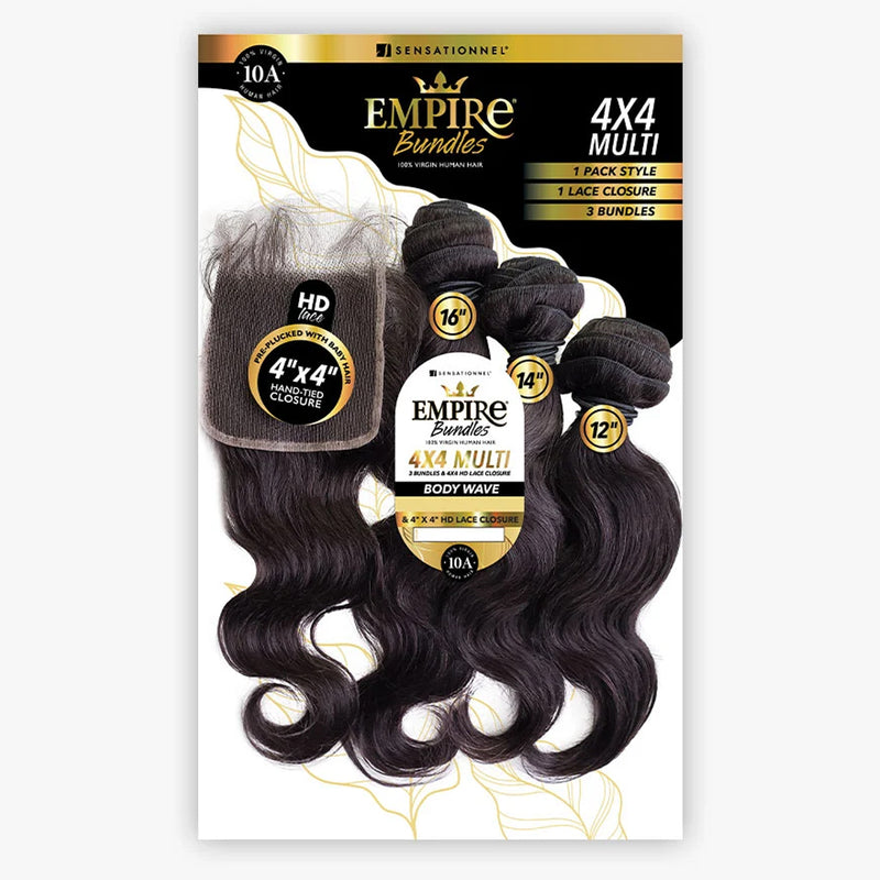 Sensationnel Empire Bundles Human Hair 4x4 Multi Pack - Body Wave 18, 20, 22