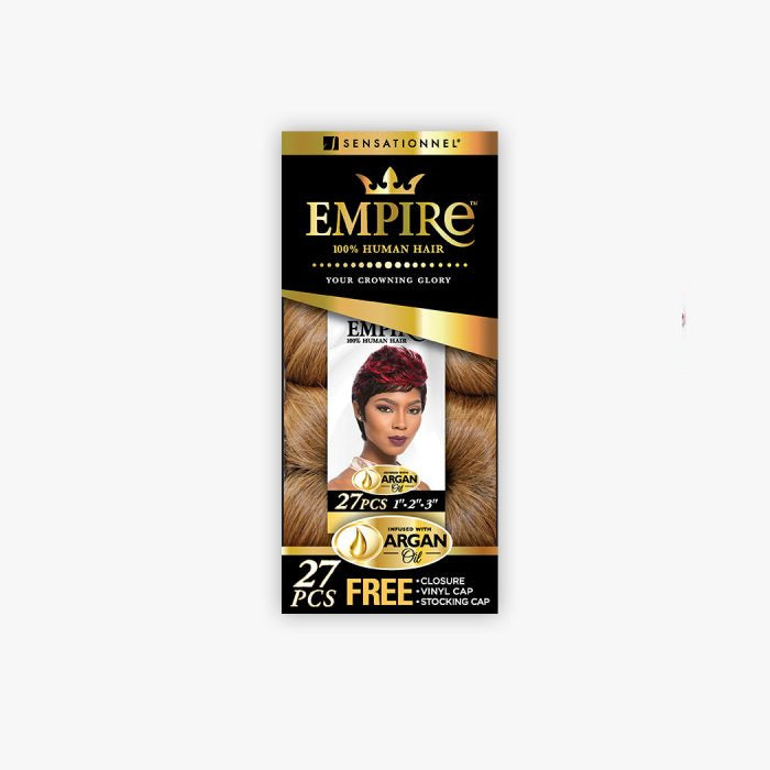 Empire 27pcs - Sensationnel 100% Human Remy Hair Weave W/ Argan Oil Free Closure