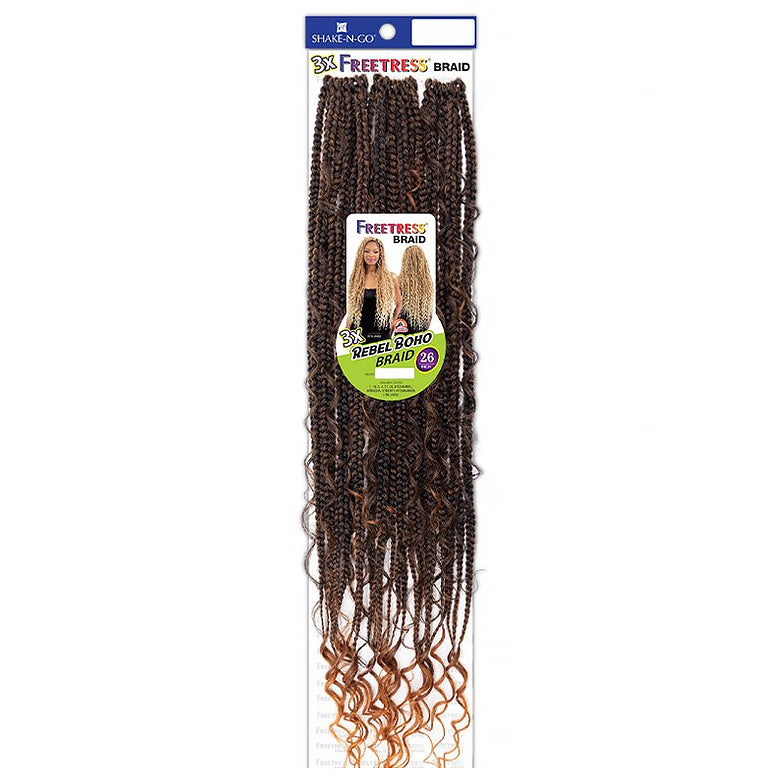 Shake N Go Freetress Synthetic Hair Pre-loop Crochet Braids - 3x Rebel Boho Braid 26"