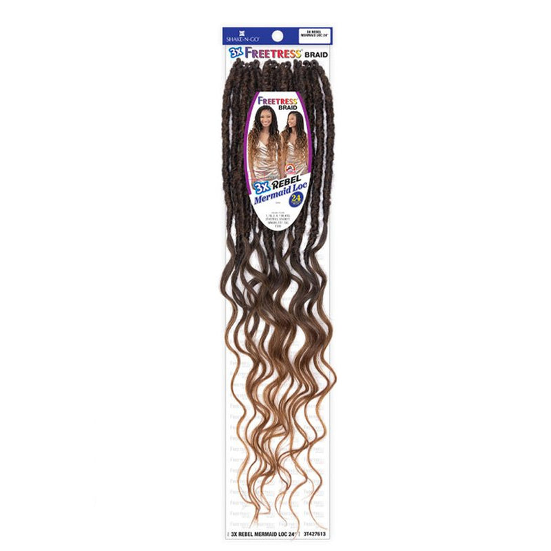 Shake N Go Freetress Synthetic Crochet Braids - 3x Rebel Mermaid Loc 24"